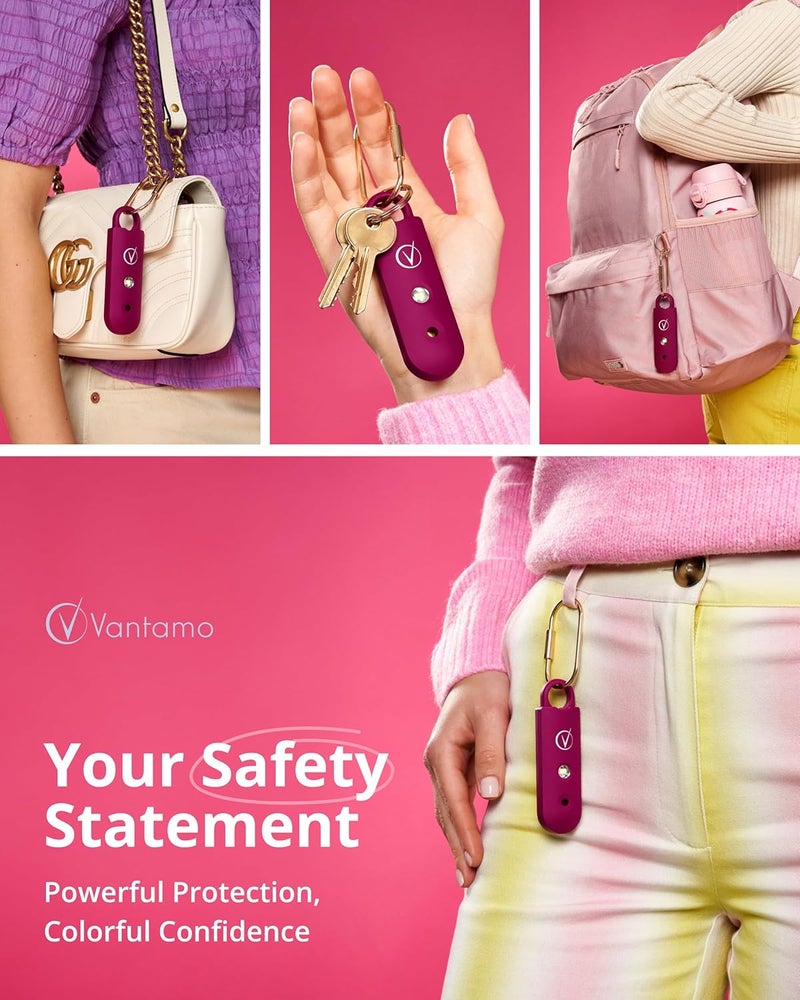 Vantamo Personal Alarm for Self Defense with Low Battery Notice, Strobe Light & Extra Loud 130 dB Double Speakers Safety Keychain Set for Women, Rechargeable Panic Button for Womens Self Defense - Image 2